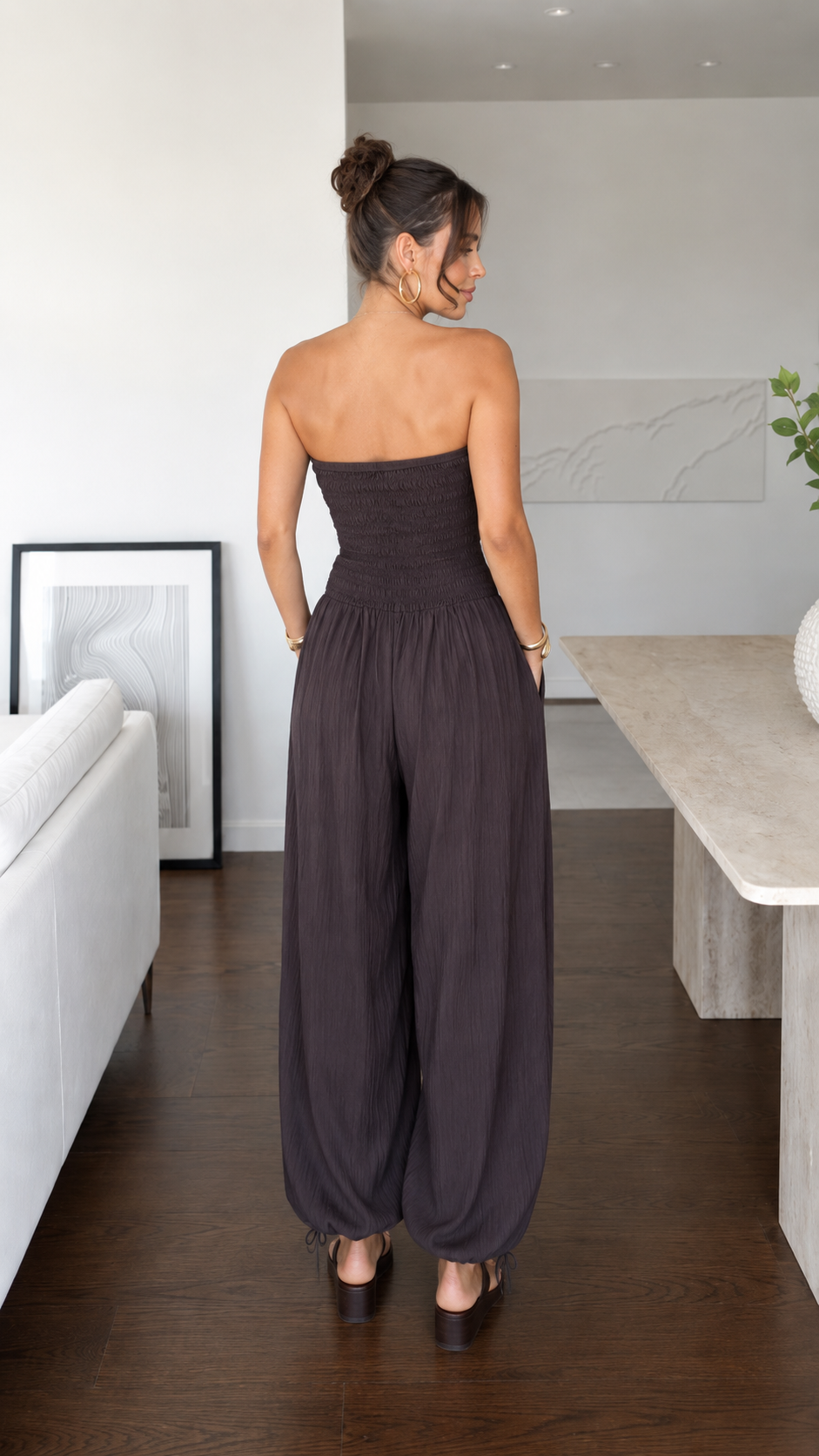 Camille Strapless Smocked Jumpsuit