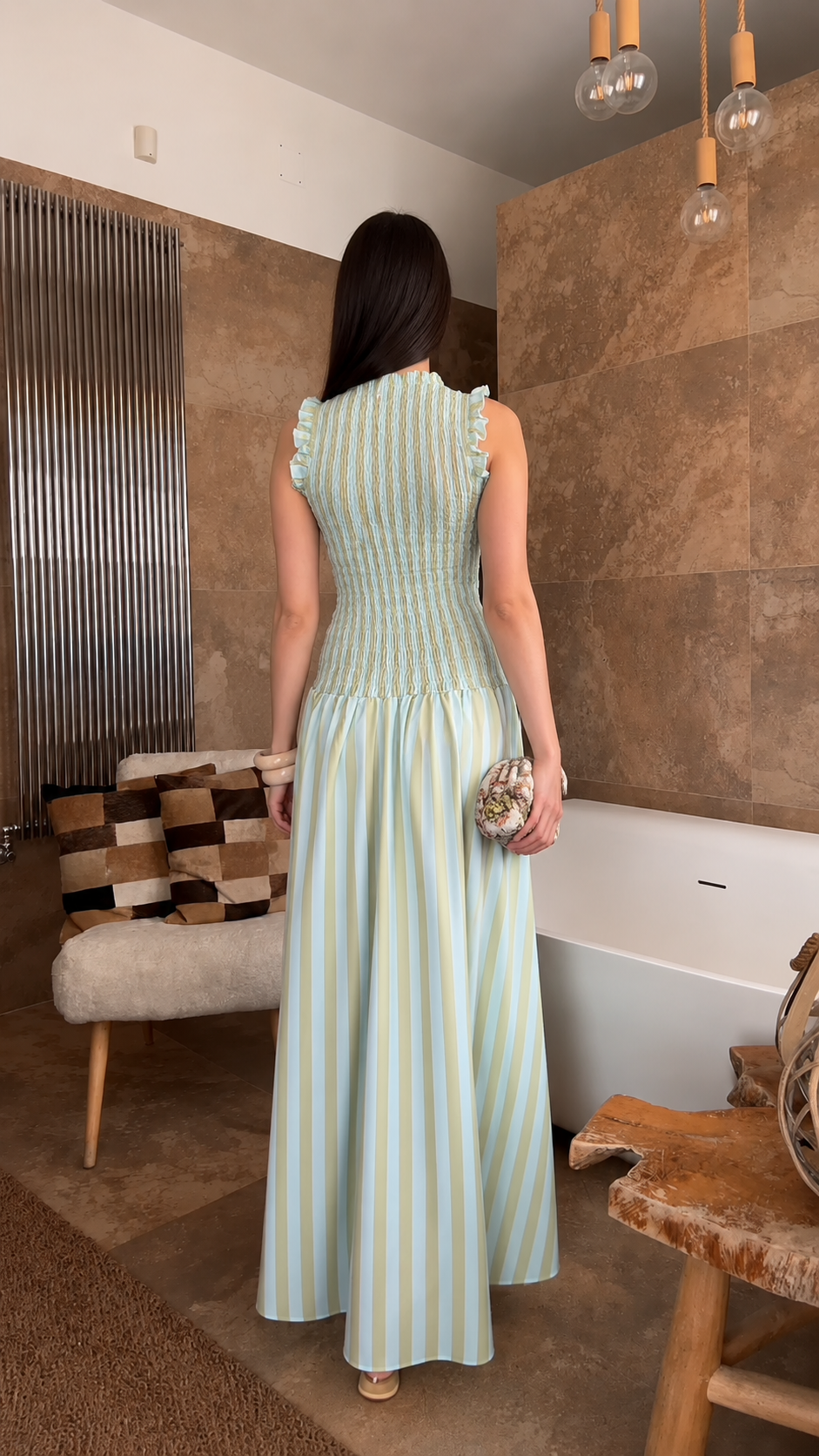Smocked Stripe Maxi Dress