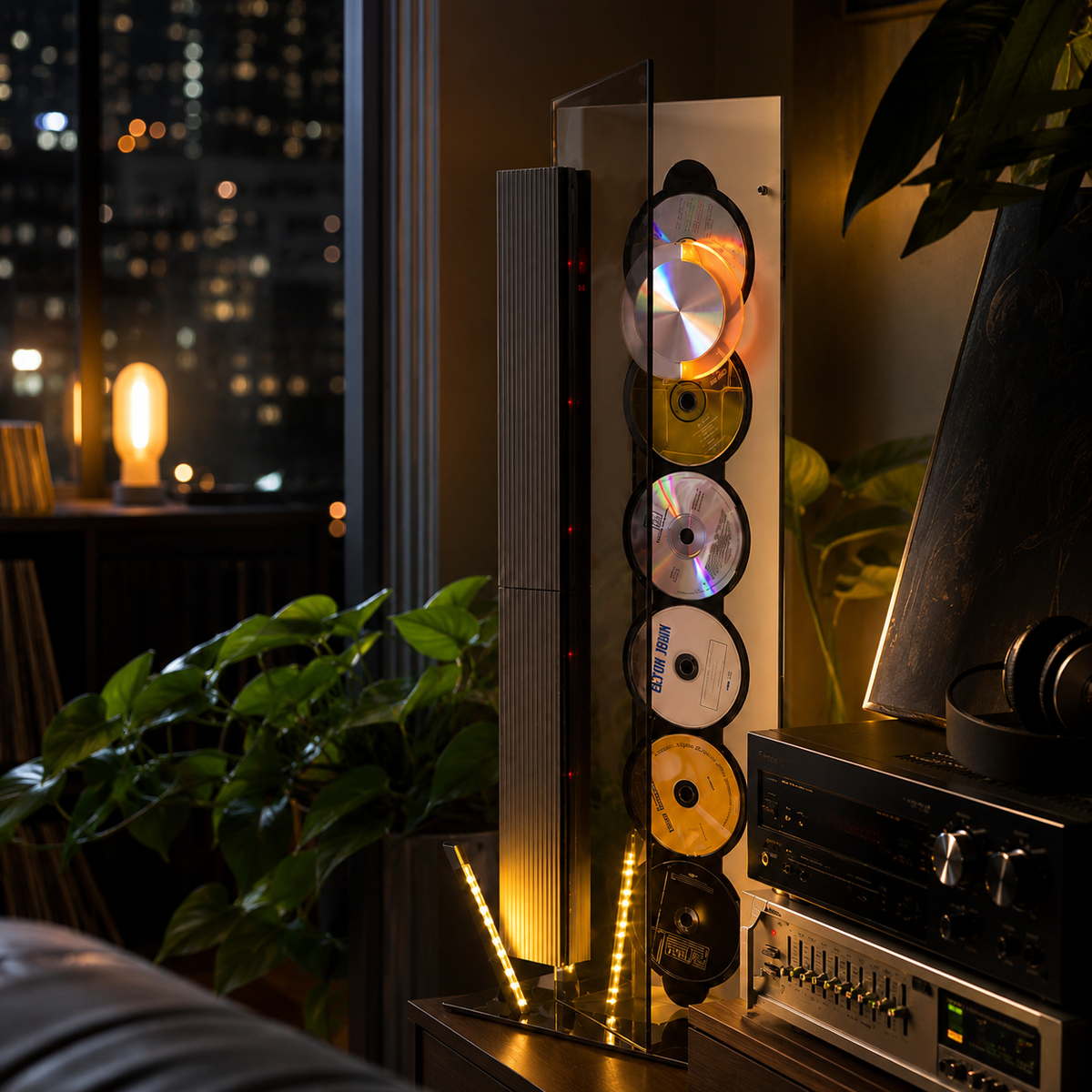 Vertical CD display music system