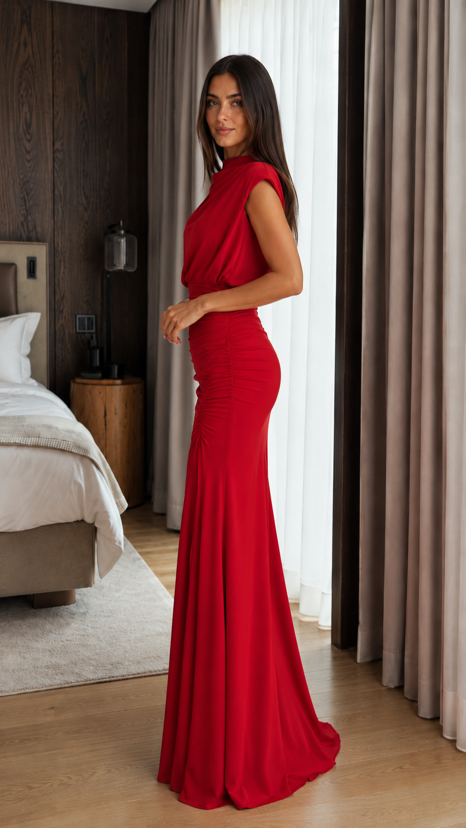 Draped Slit Maxi Dress