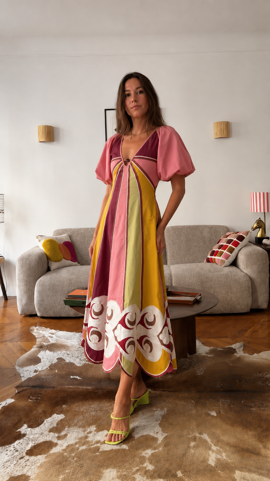 Vintage Panel Midi Dress