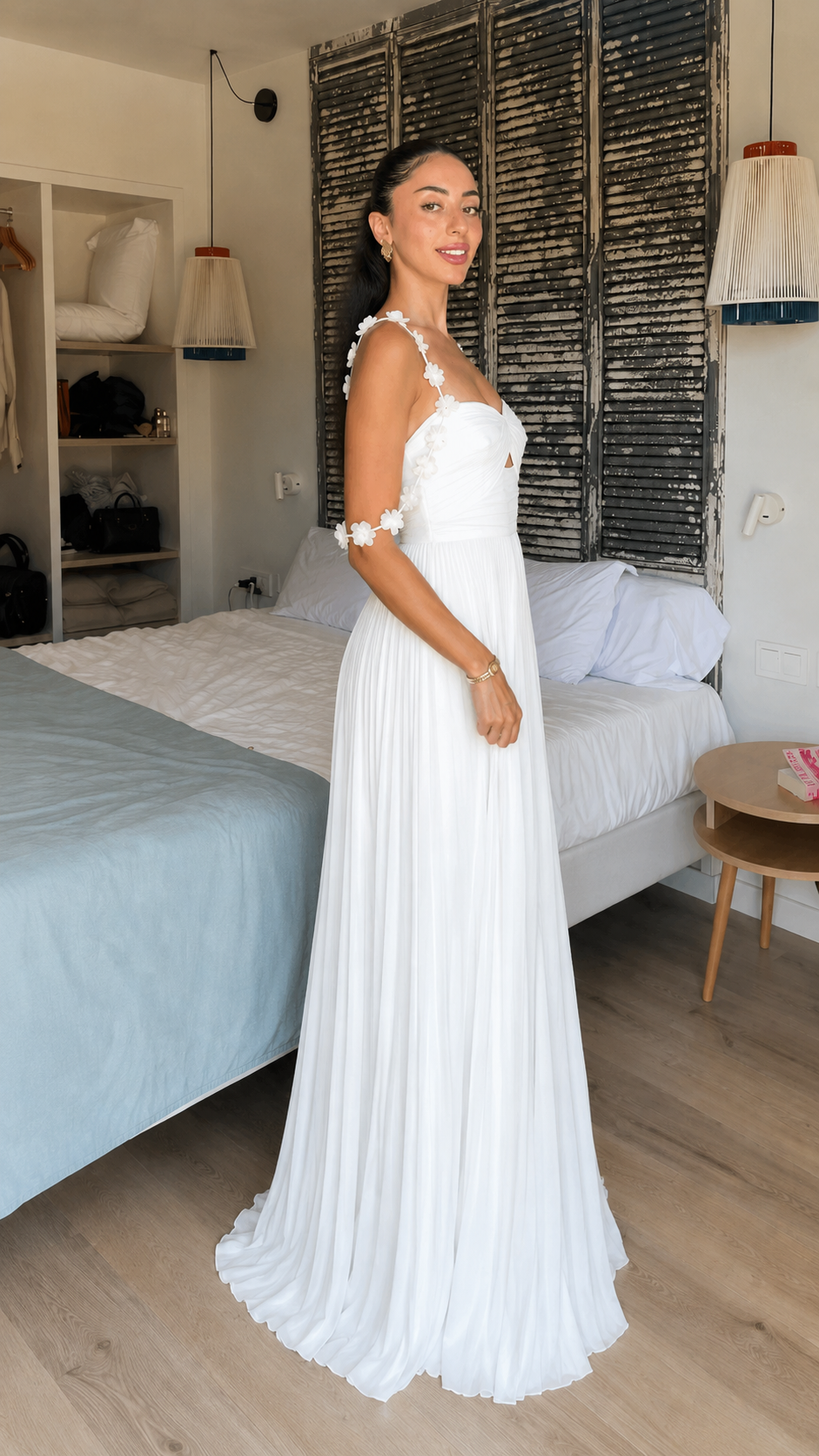 Floral Strap Pleated Dress
