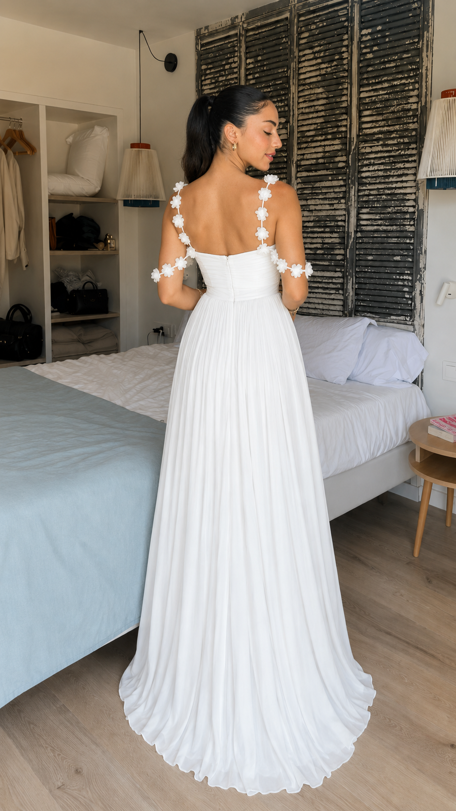 Floral Strap Pleated Dress