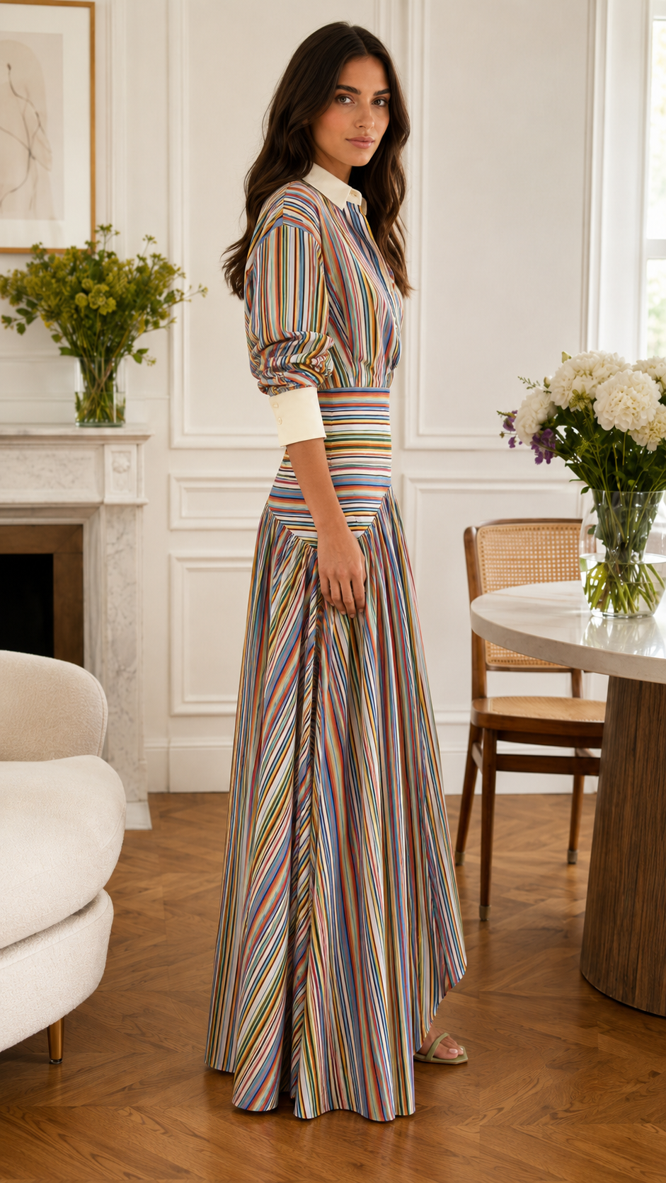 Striped Maxi Shirt Dress