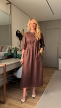 Pleated Waist Midi Dress