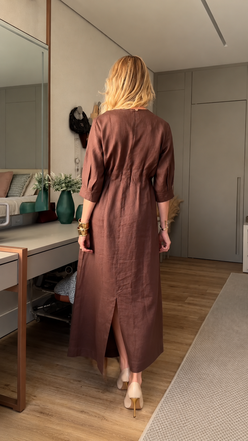 Pleated Waist Midi Dress