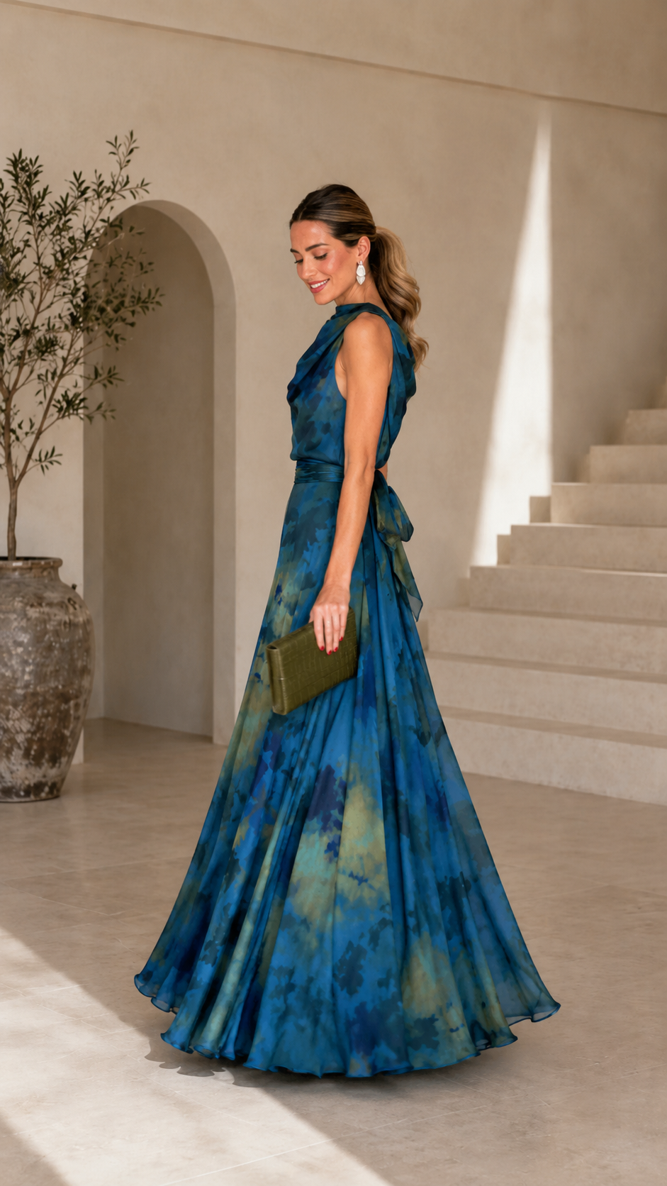 Draped Floral Maxi Dress