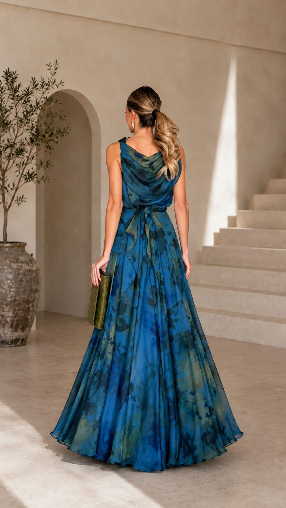 Draped Floral Maxi Dress