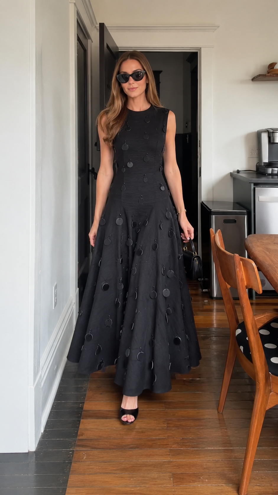 Embellished A-Line Midi Dress