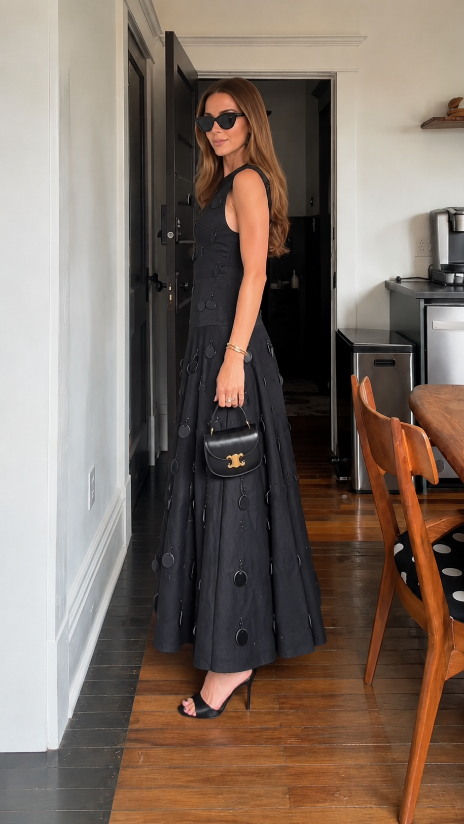 Embellished A-Line Midi Dress