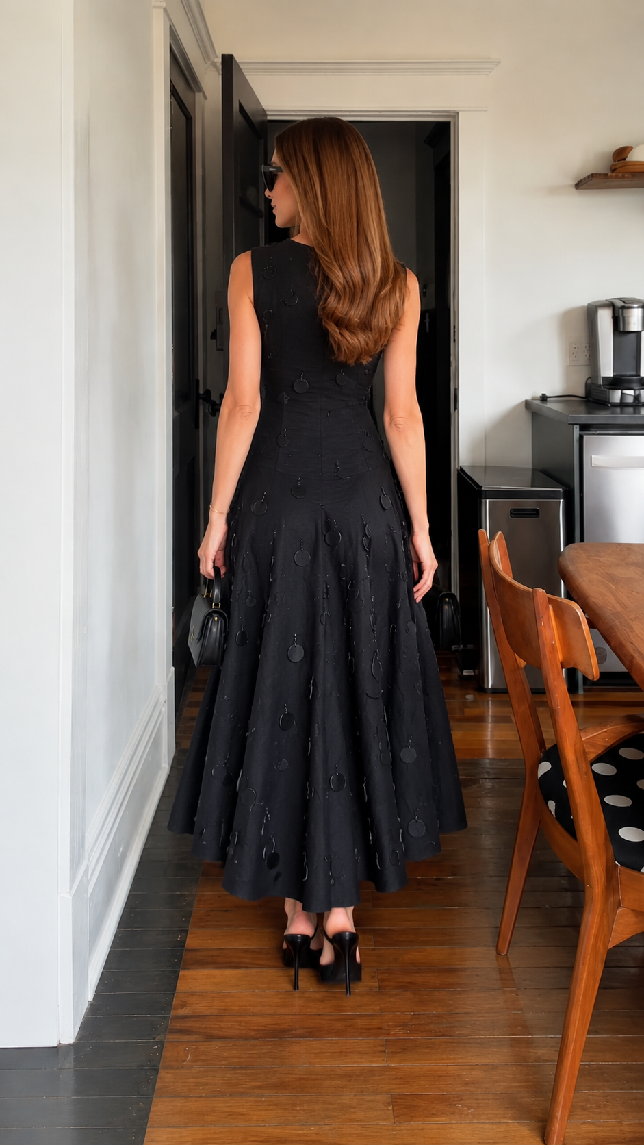 Embellished A-Line Midi Dress
