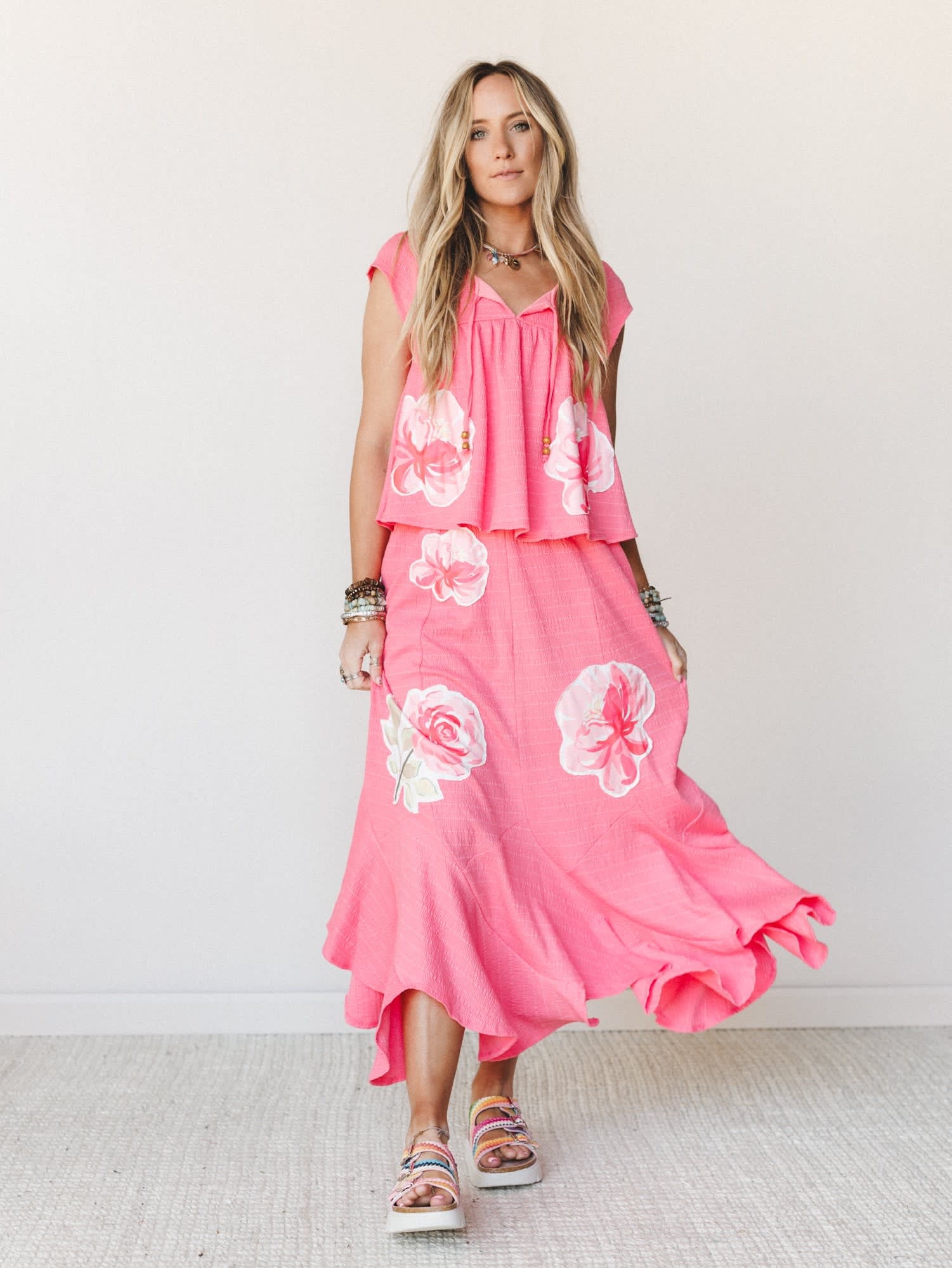 Floral Boho Two-Piece Maxi Skirt Set