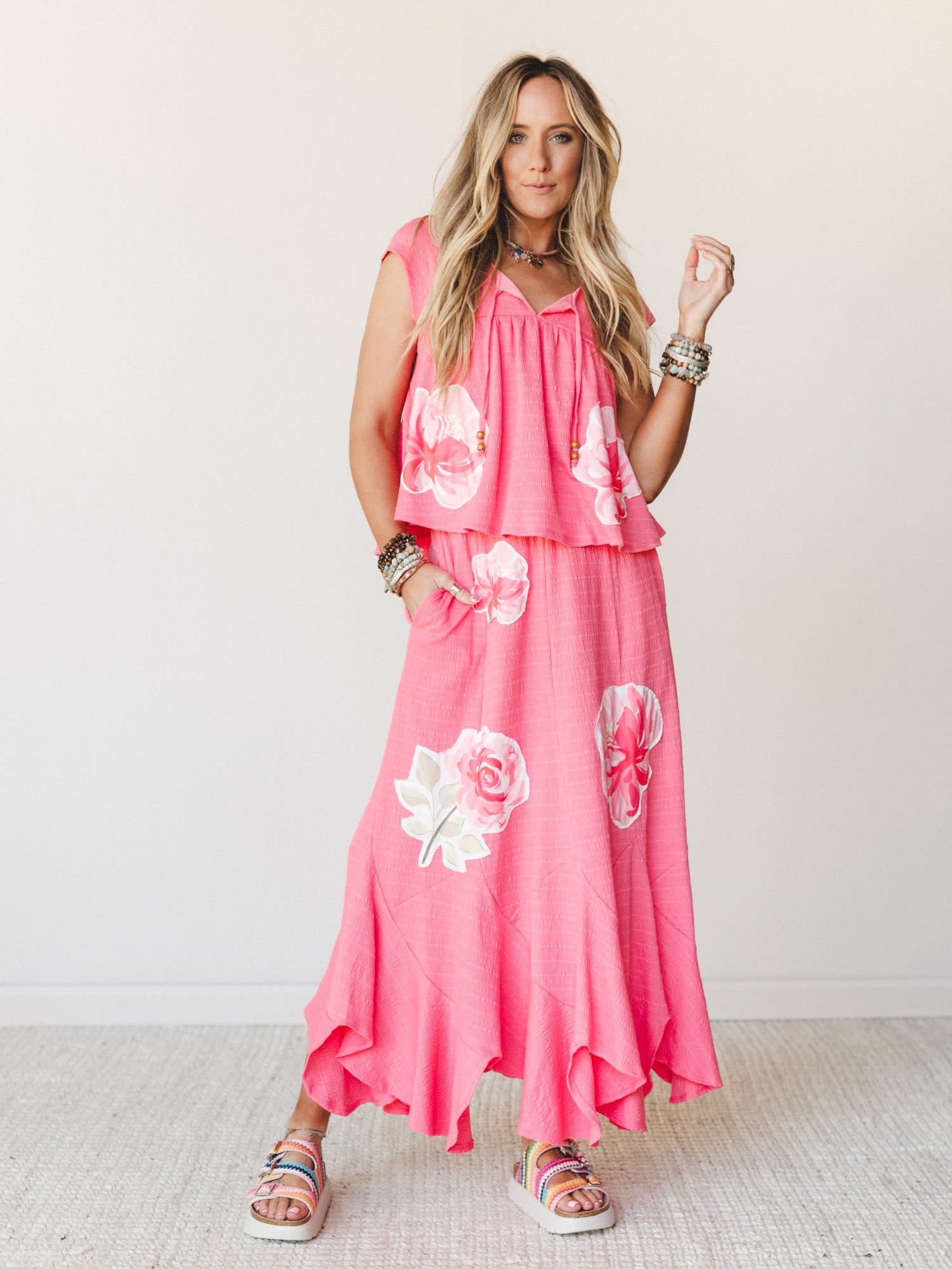 Floral Boho Two-Piece Maxi Skirt Set