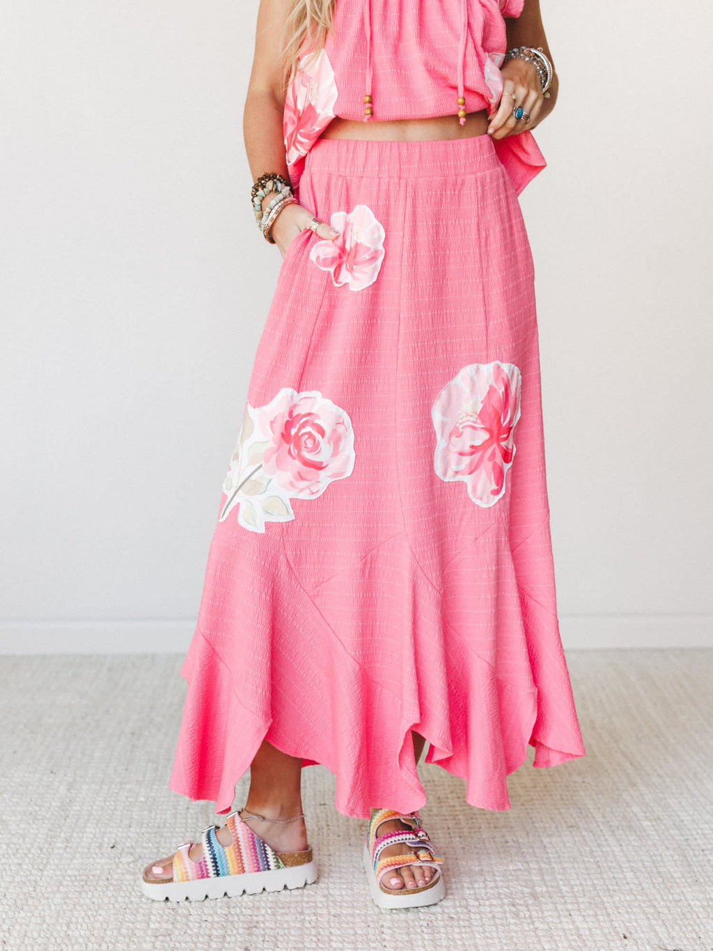 Floral Boho Two-Piece Maxi Skirt Set