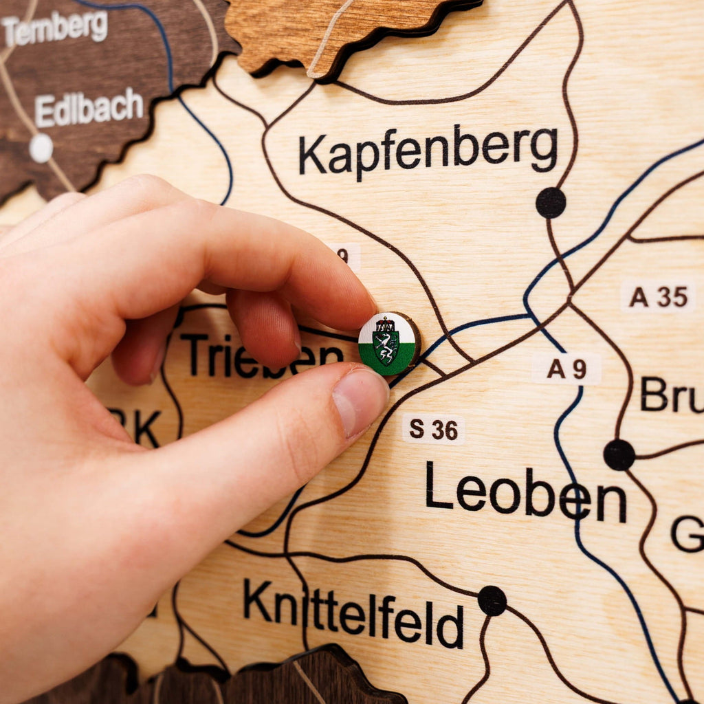 3D Wooden Map of Austria - Multicolor