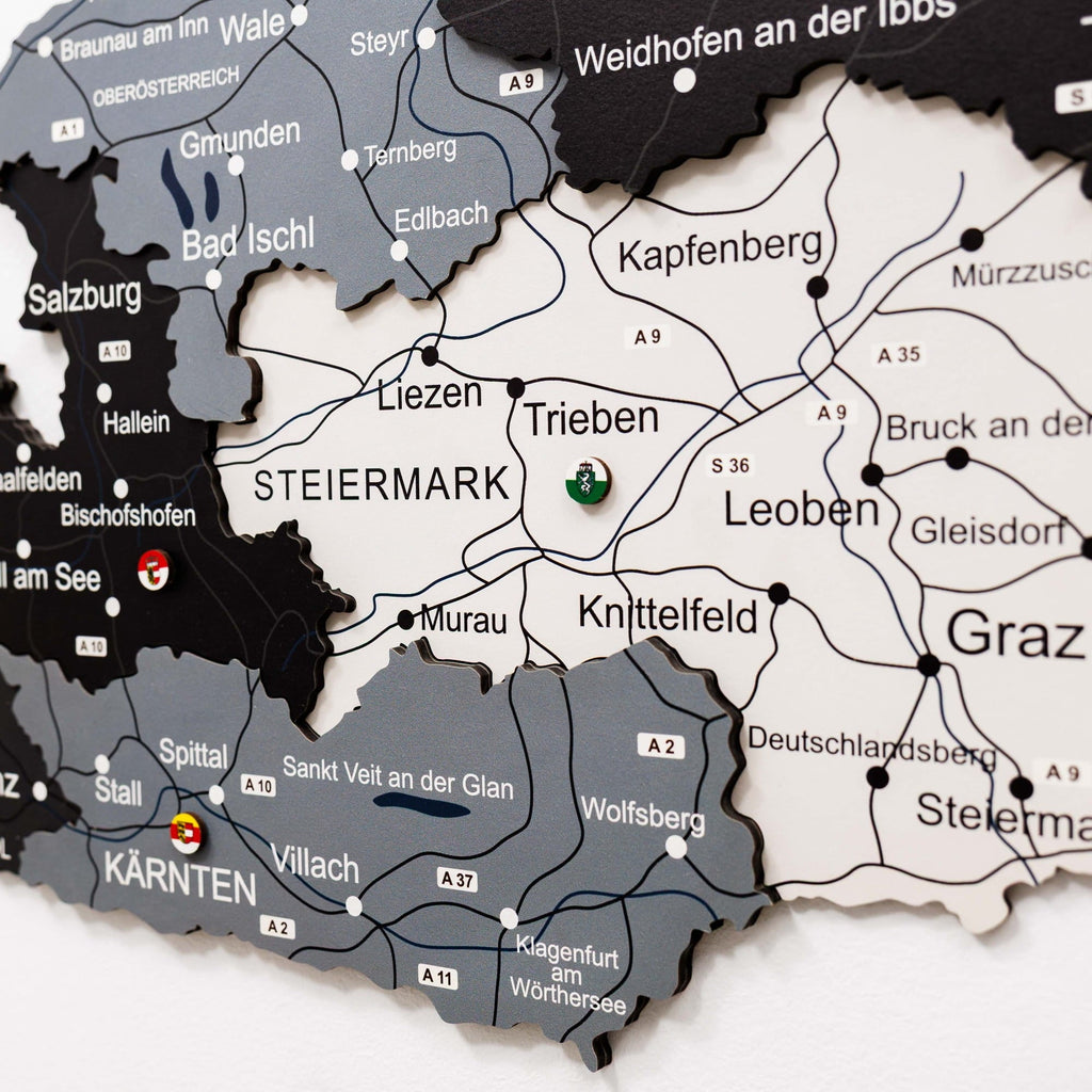 3D Wooden Map of Austria - Nordik