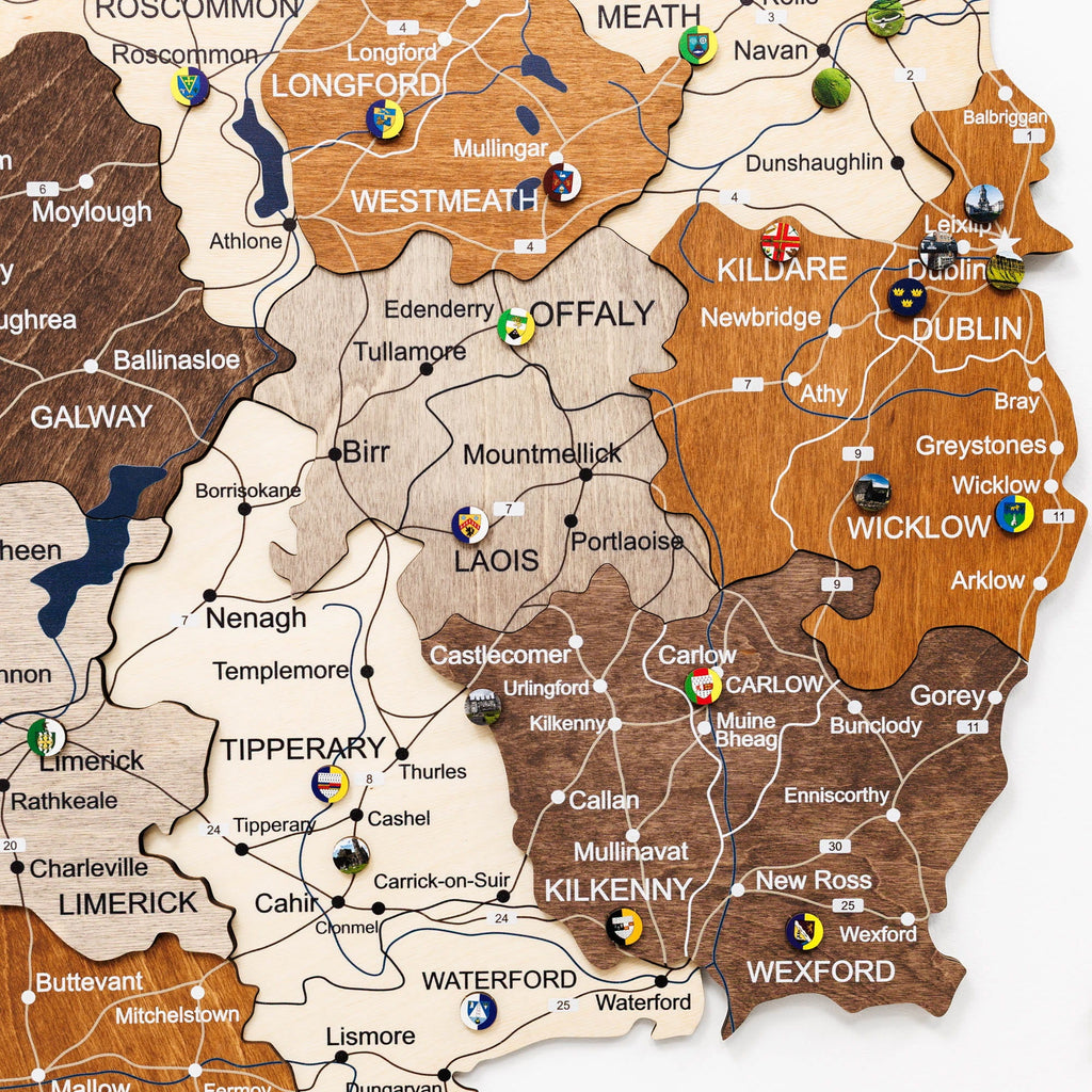 3D Wooden Map of Ireland - Multicolor