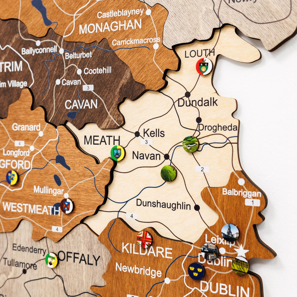 3D Wooden Map of Ireland - Multicolor
