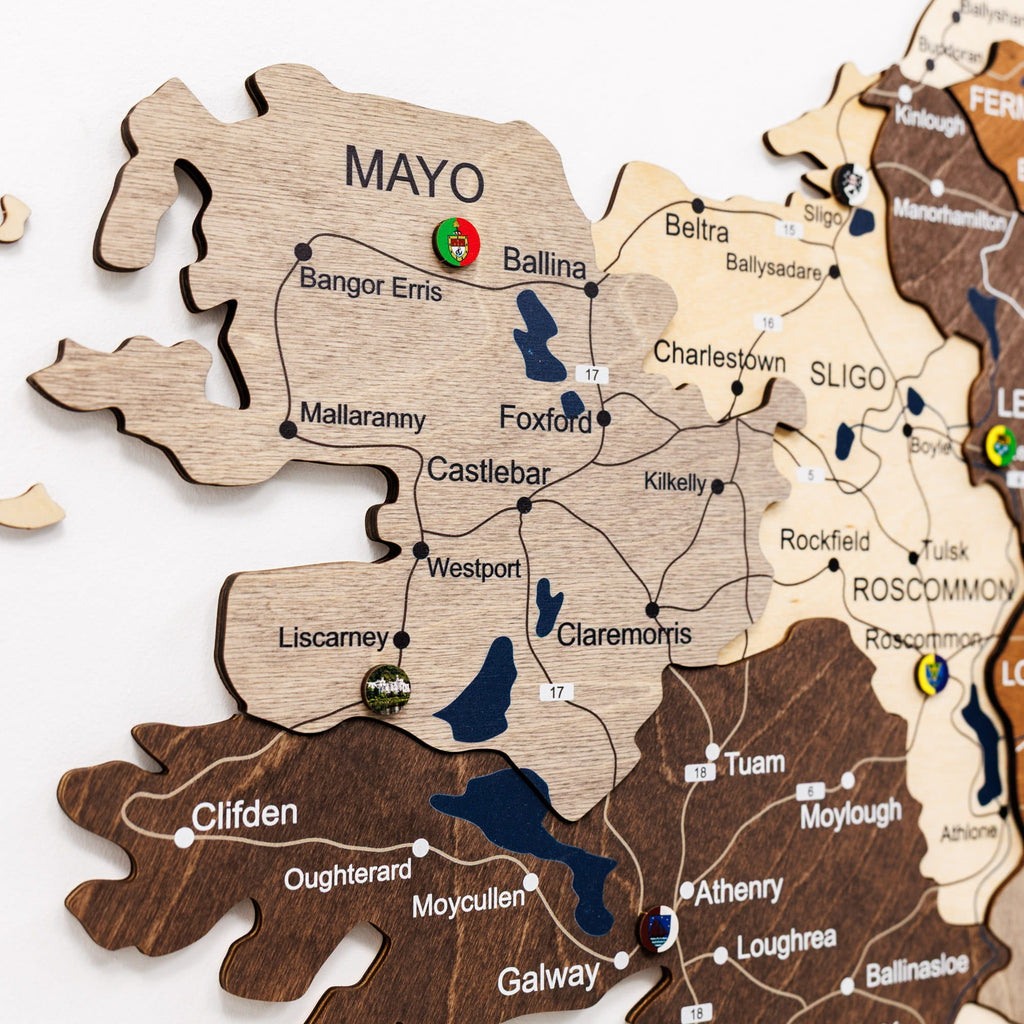 3D Wooden Map of Ireland - Multicolor