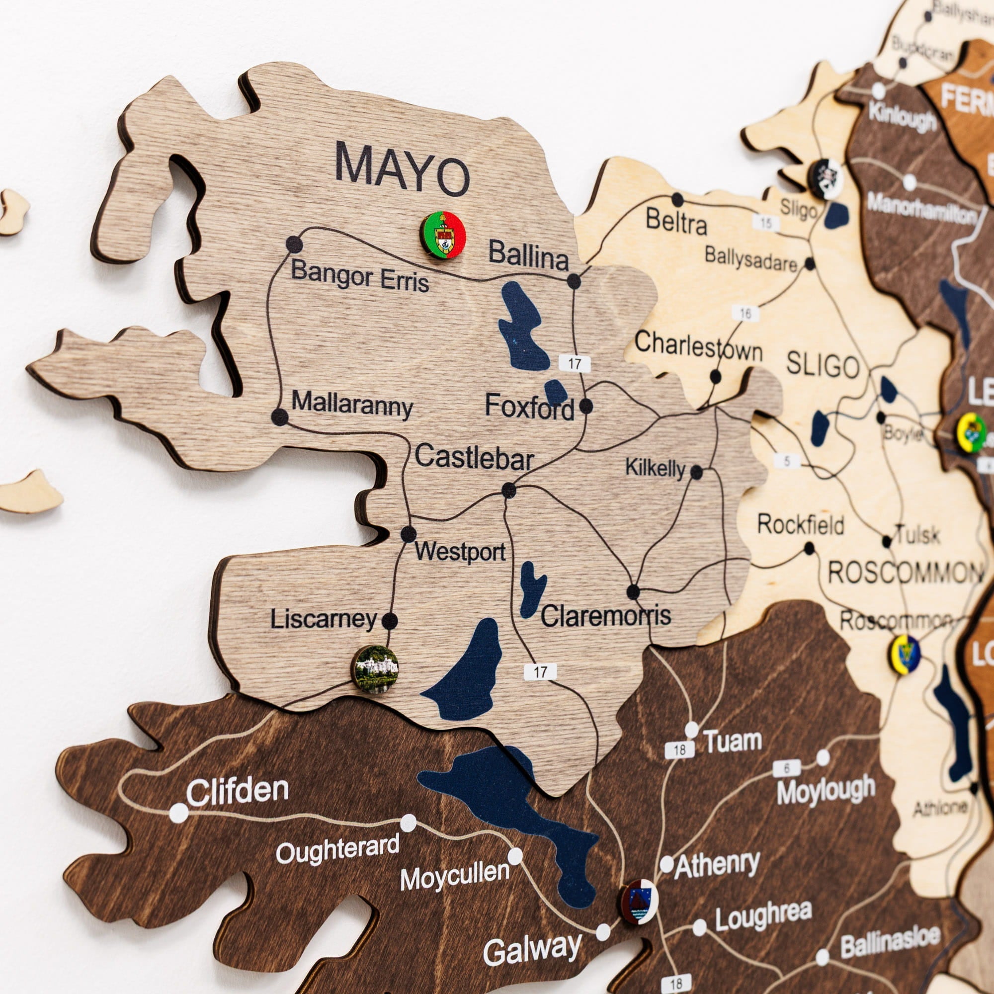 3D Wooden Map of Ireland - Multicolor