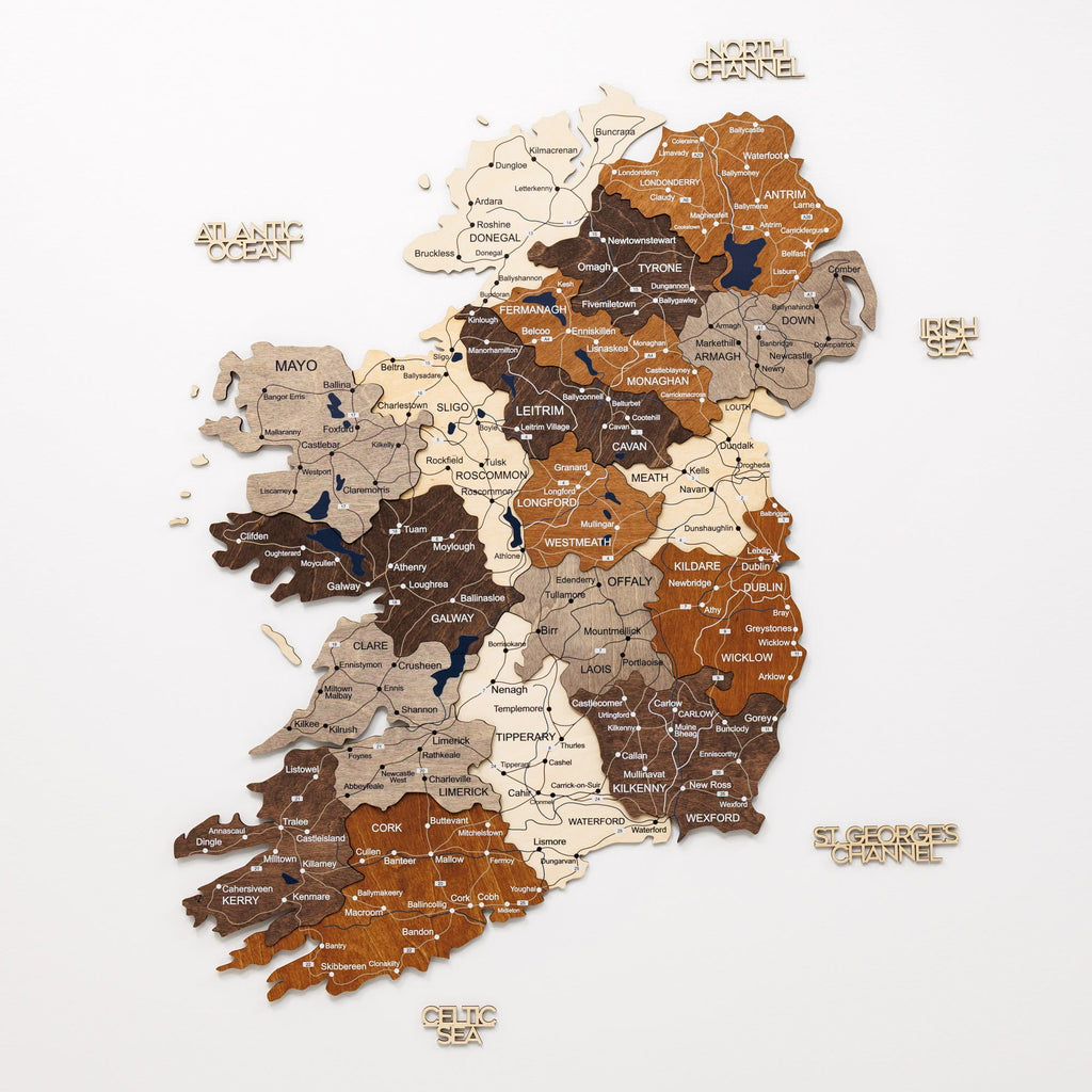 3D Wooden Map of Ireland - Multicolor