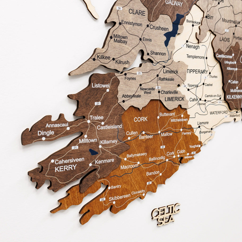 3D Wooden Map of Ireland - Multicolor