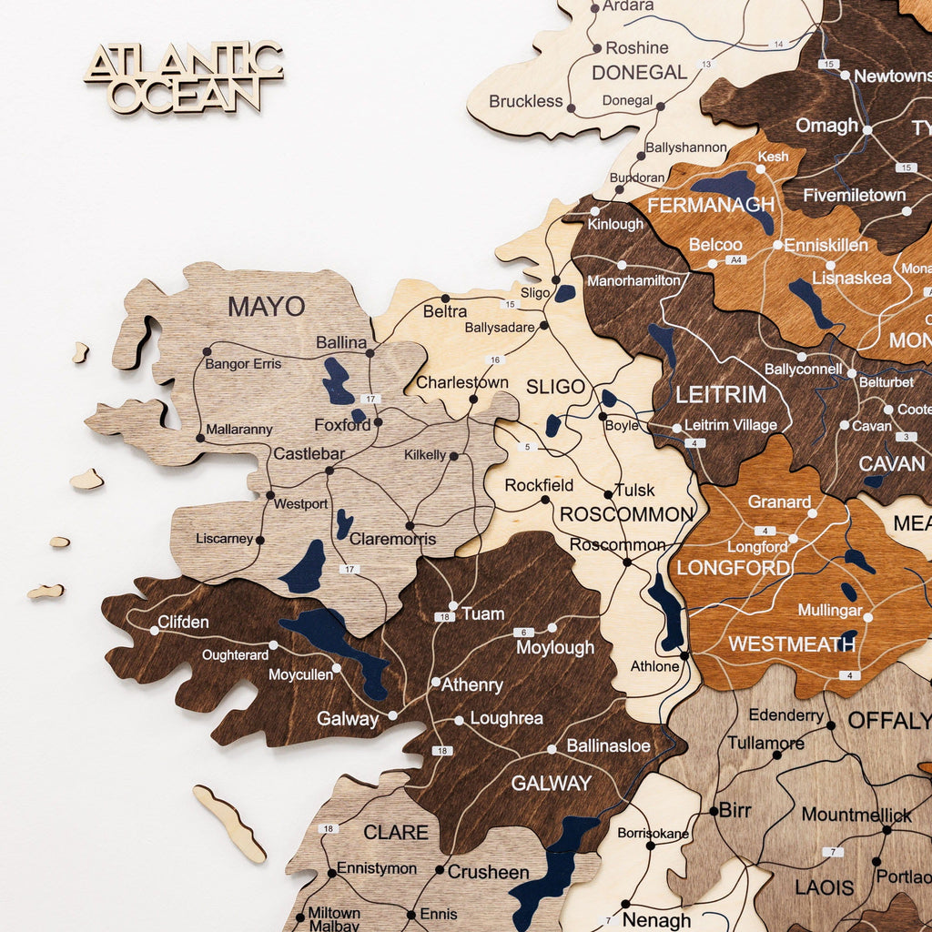 3D Wooden Map of Ireland - Multicolor