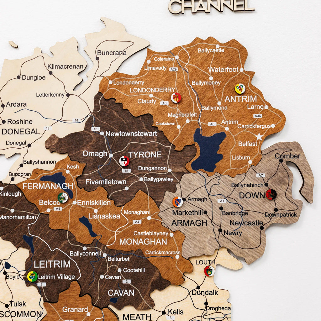 3D Wooden Map of Ireland - Multicolor