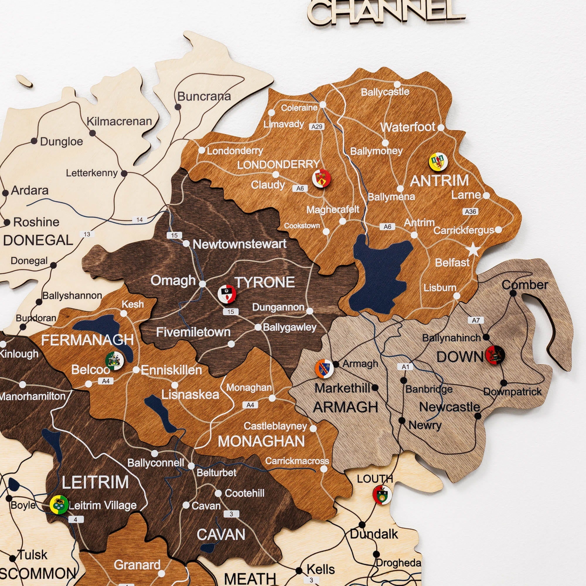3D Wooden Map of Ireland - Multicolor