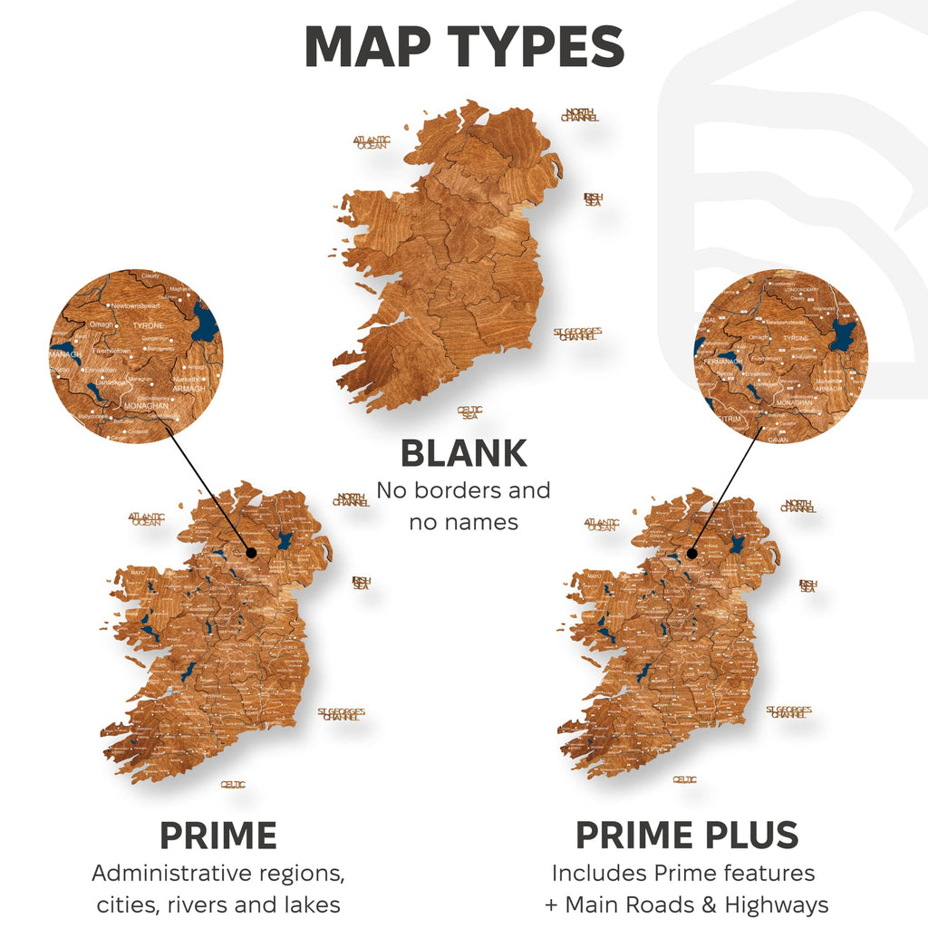 3D Wooden Map of Ireland - Oak