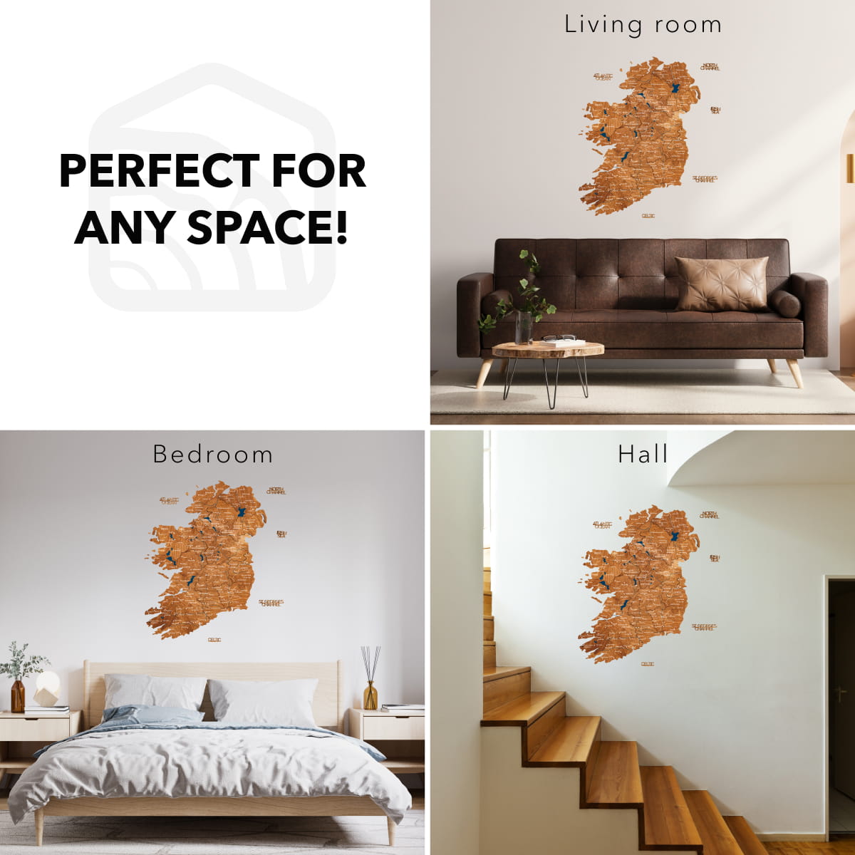 3D Wooden Map of Ireland - Oak