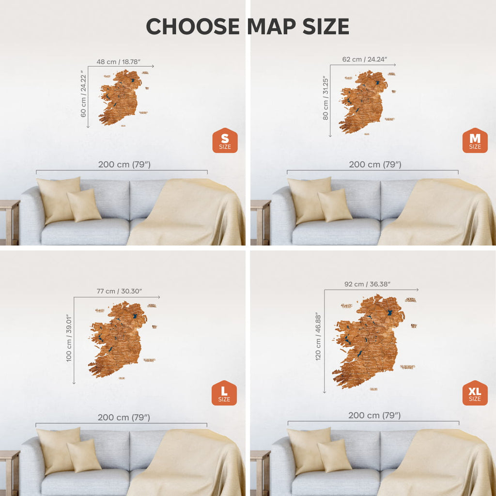 3D Wooden Map of Ireland - Oak