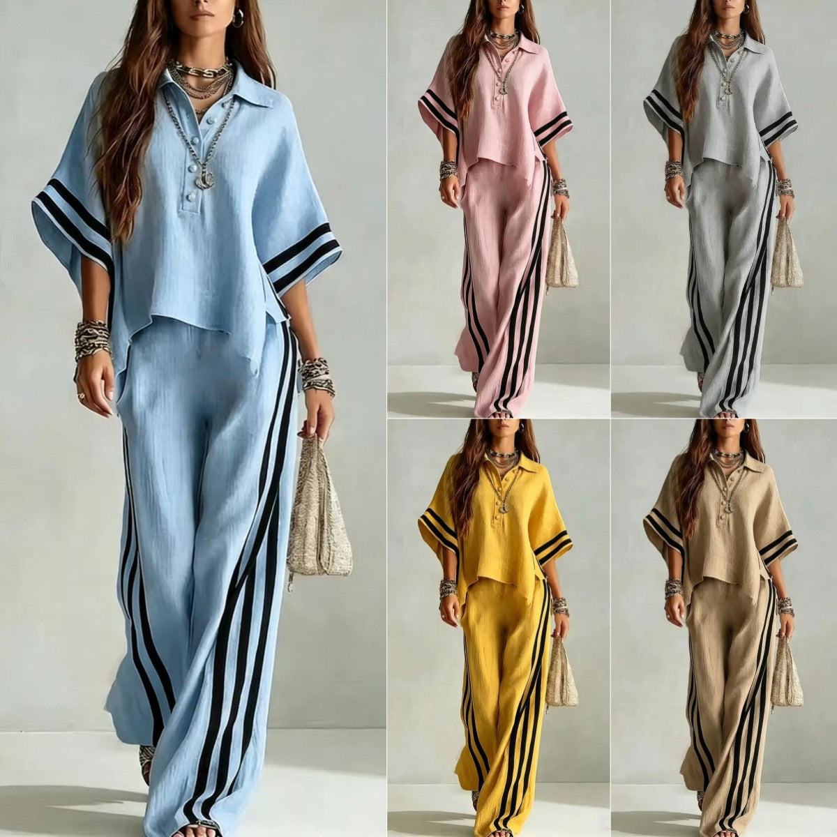 Chic Contrast Stripe Lounge Set