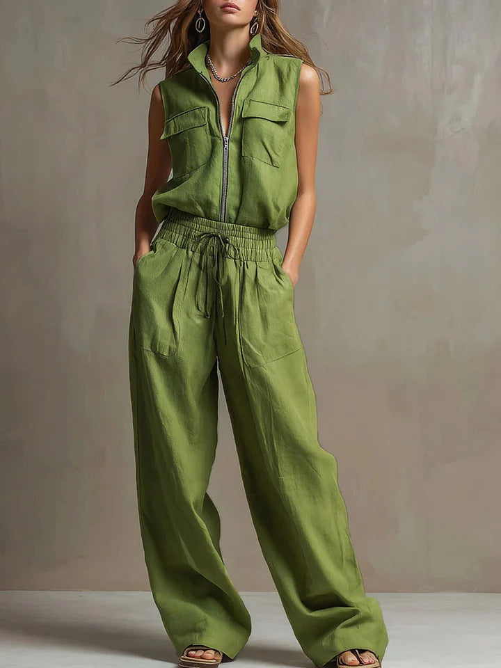 Sleeveless Linen Lounge Set