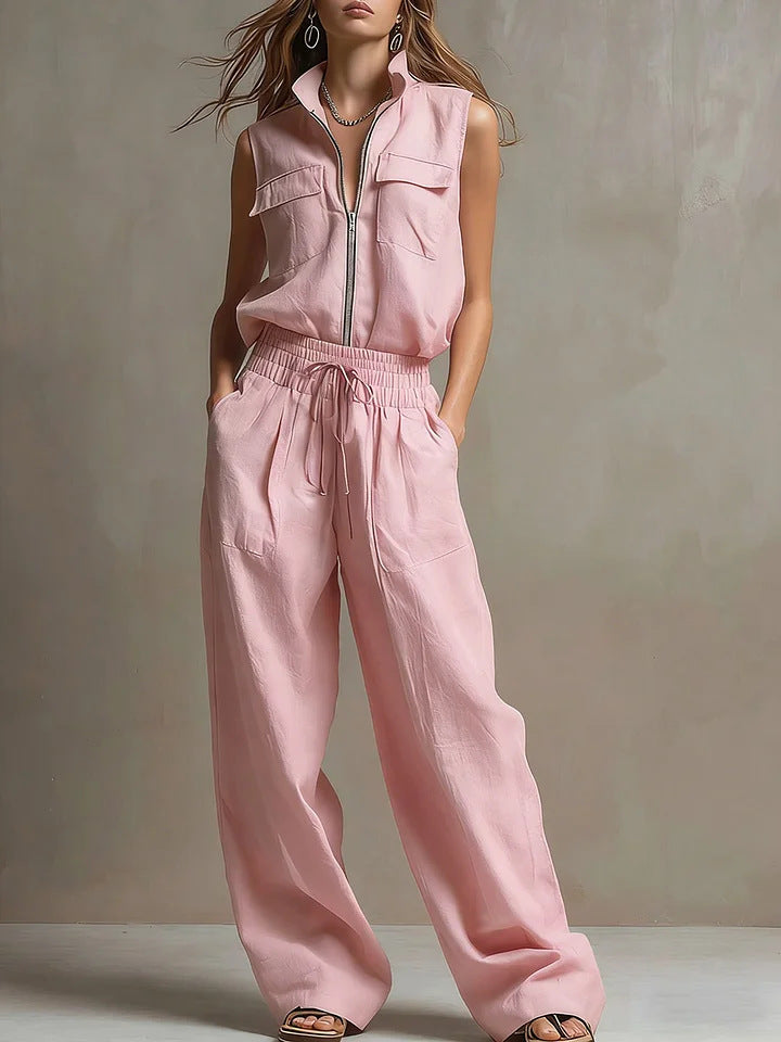 Sleeveless Linen Lounge Set