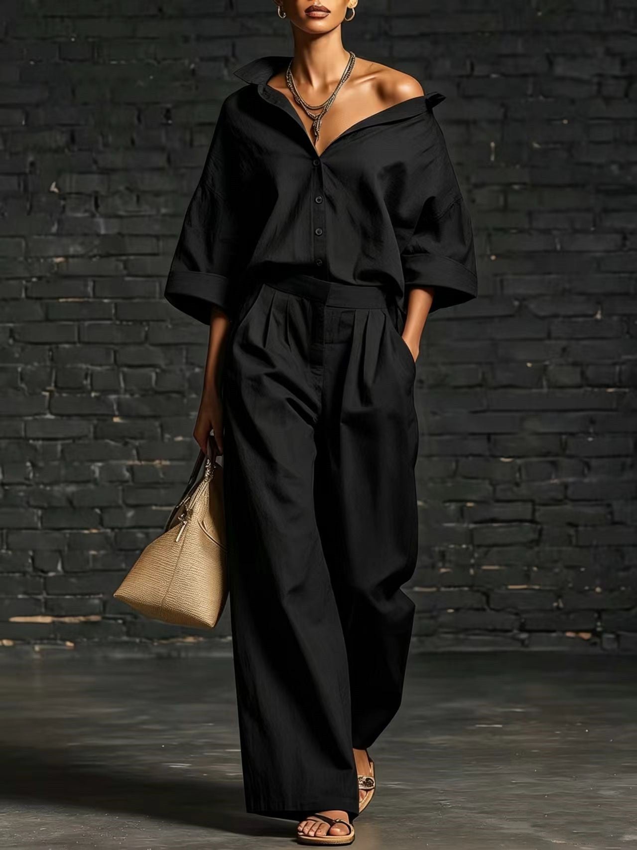 Relaxed Linen Wide-Leg Set