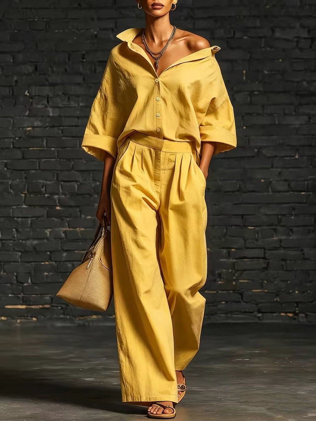 Relaxed Linen Wide-Leg Set