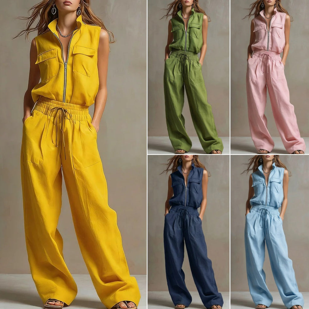 Sleeveless Linen Lounge Set