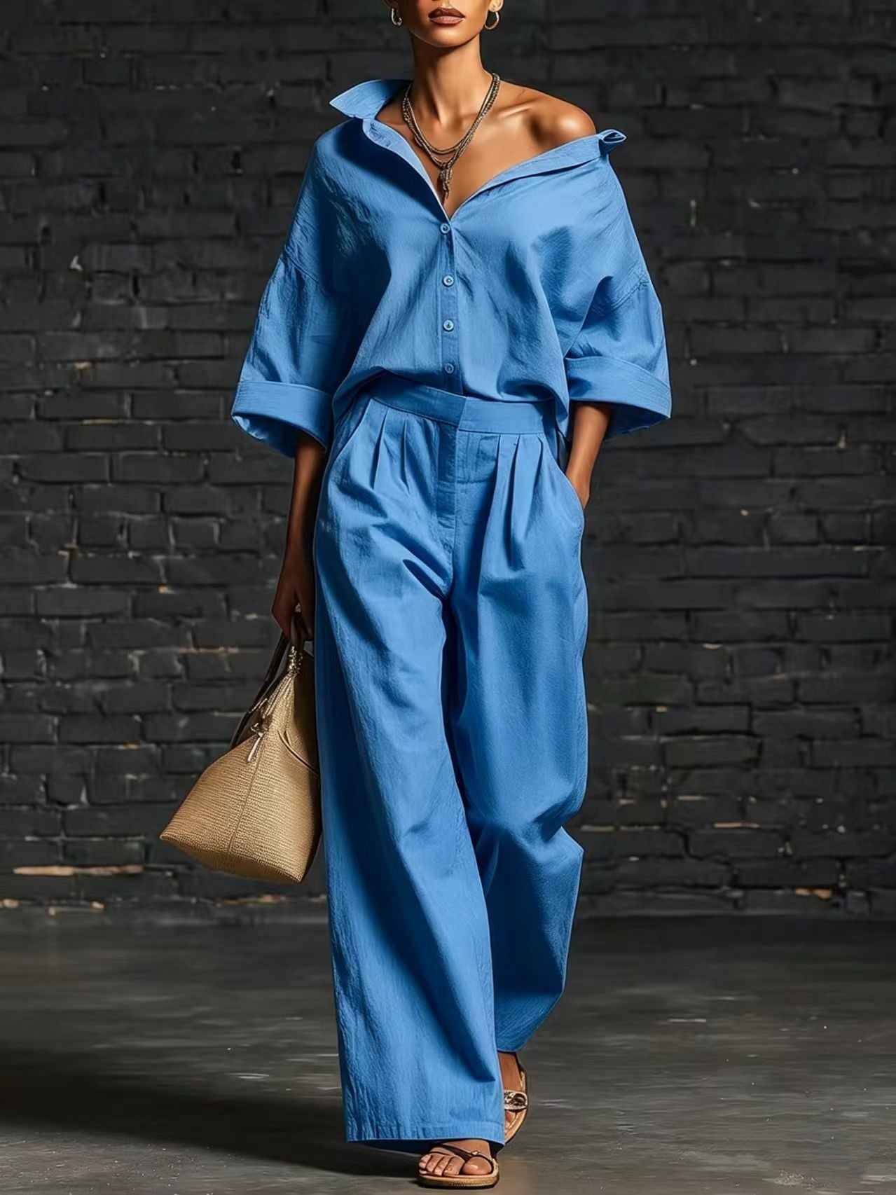 Relaxed Linen Wide-Leg Set