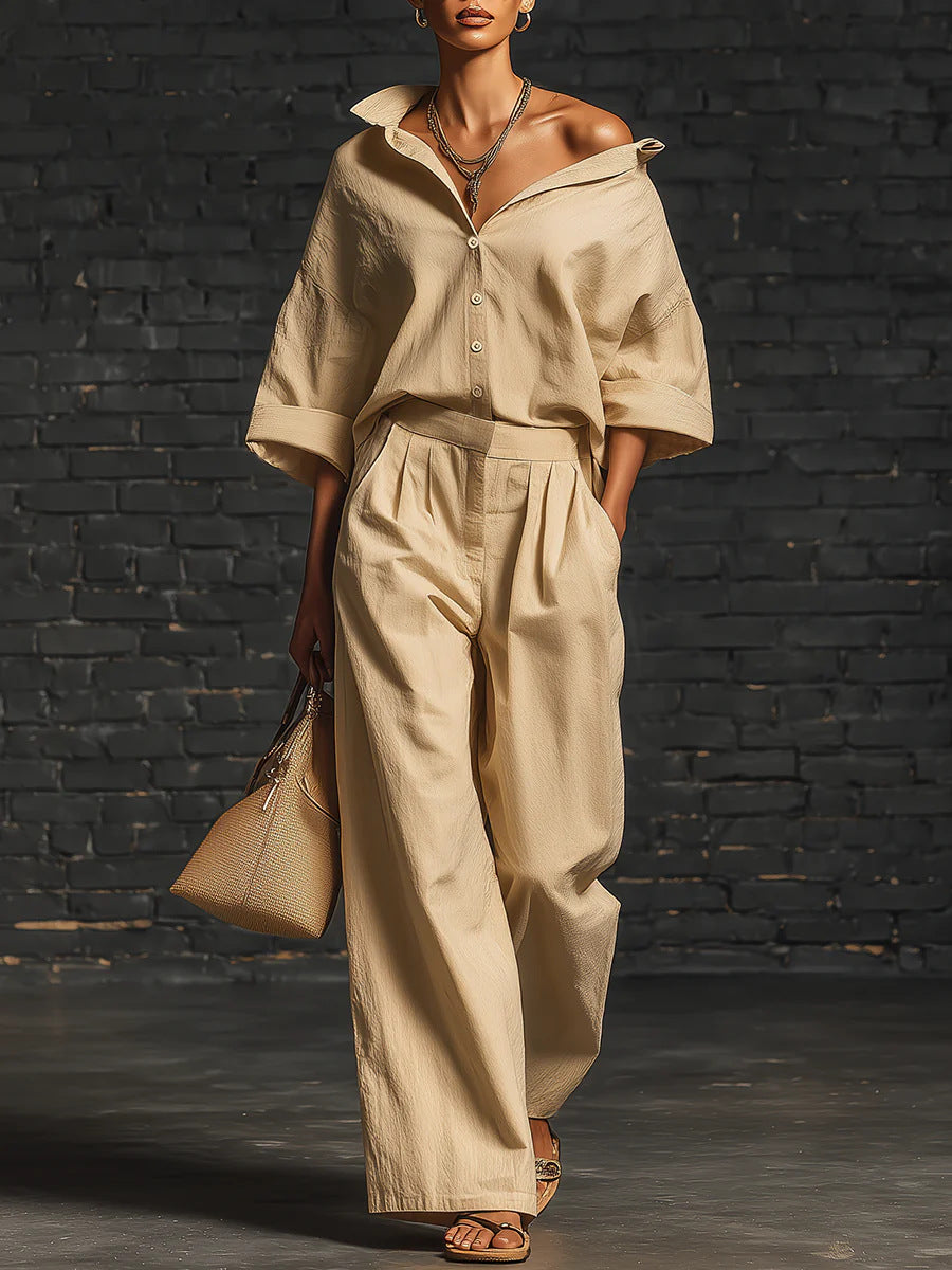 Relaxed Linen Wide-Leg Set