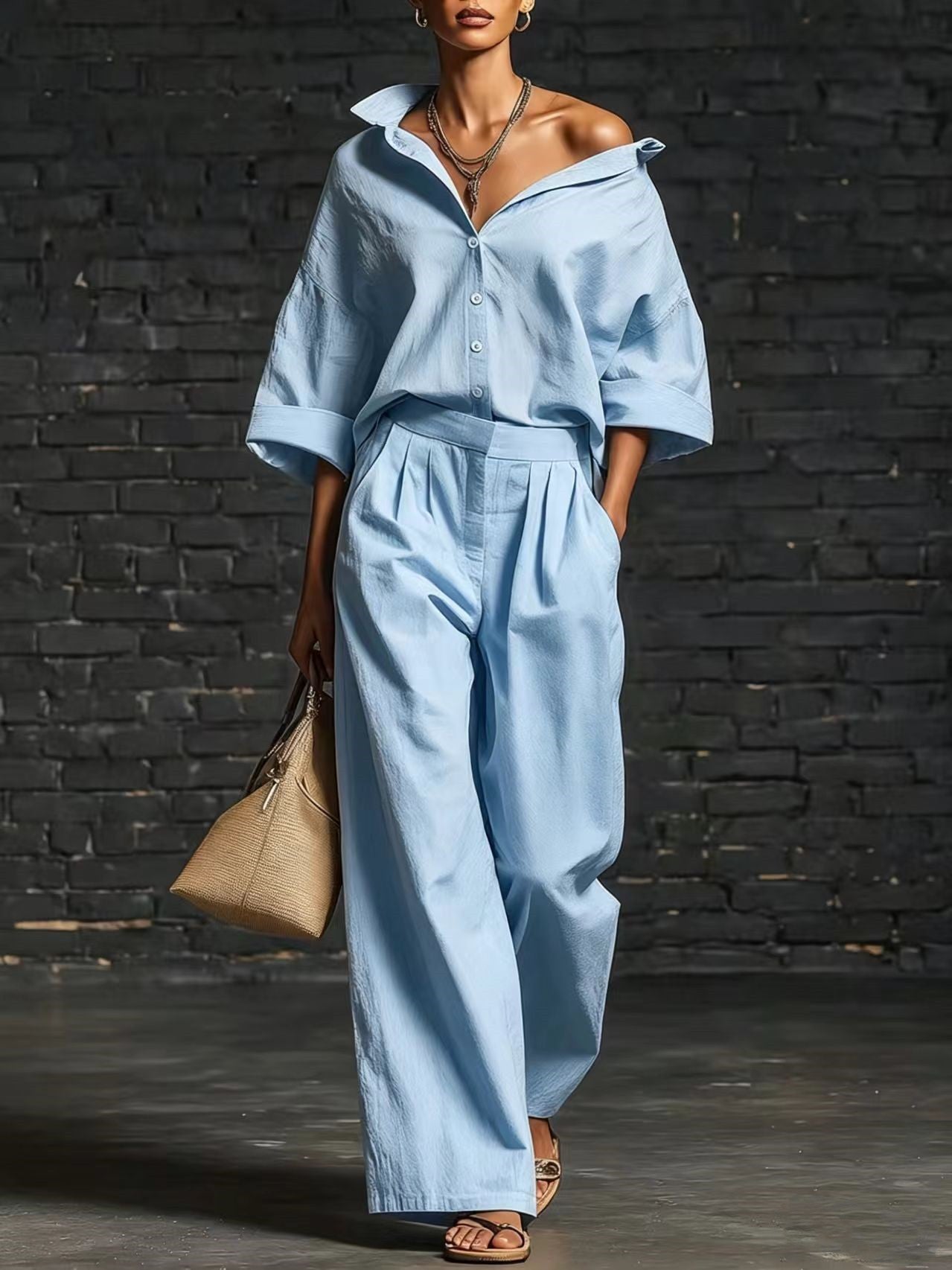 Relaxed Linen Wide-Leg Set