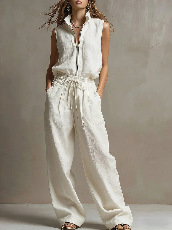Sleeveless Linen Lounge Set