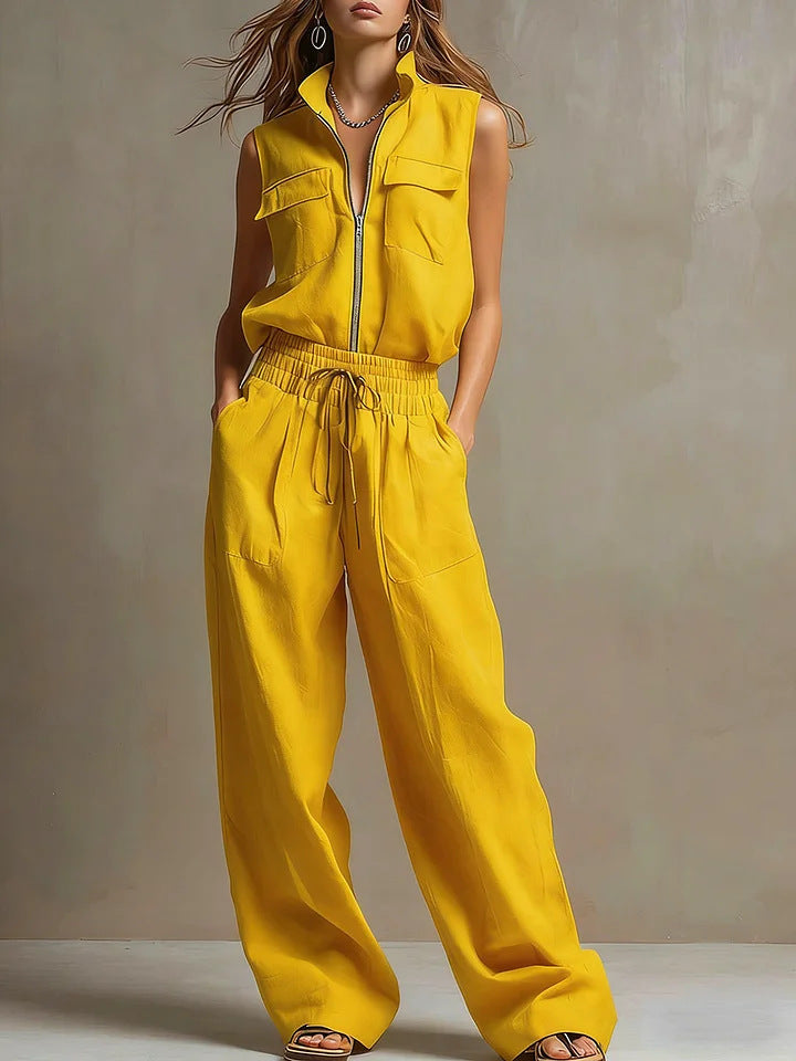 Sleeveless Linen Lounge Set