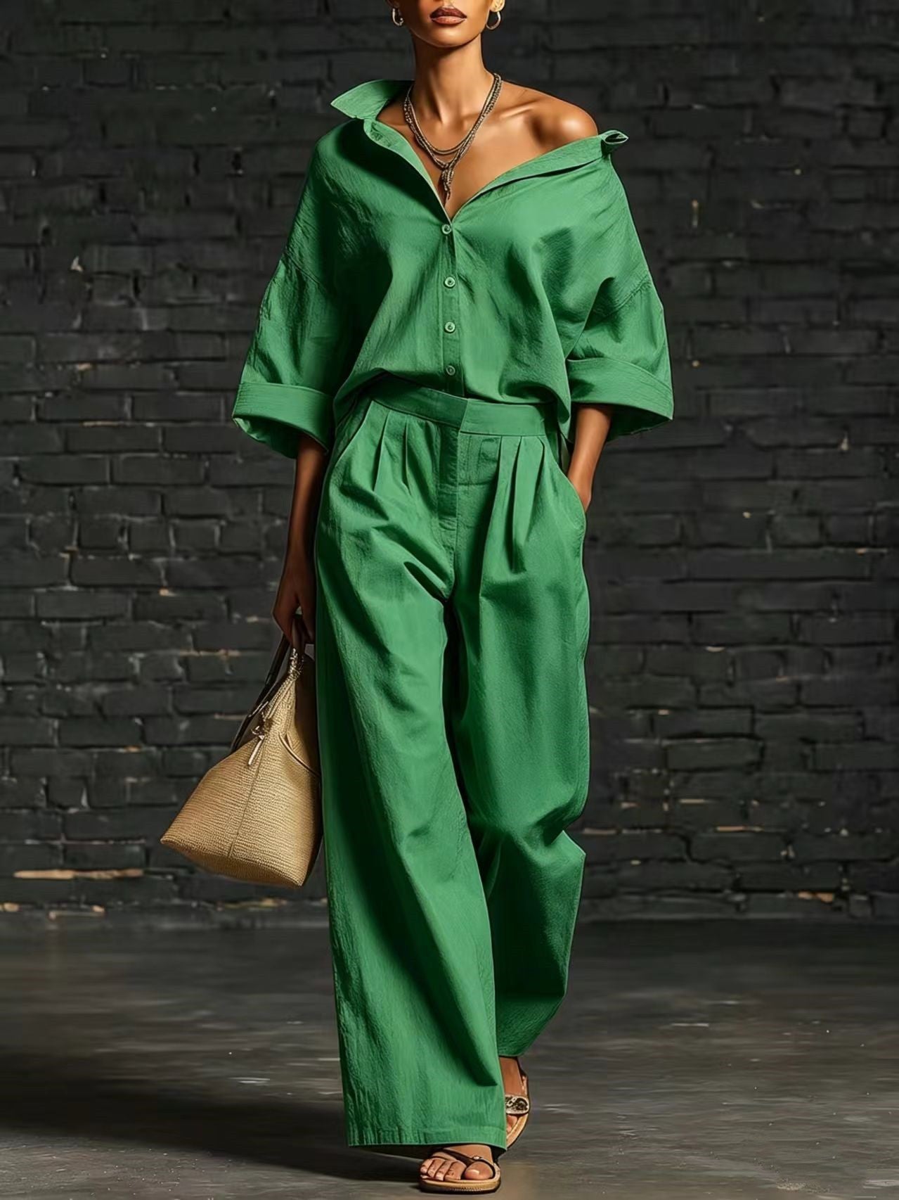 Relaxed Linen Wide-Leg Set