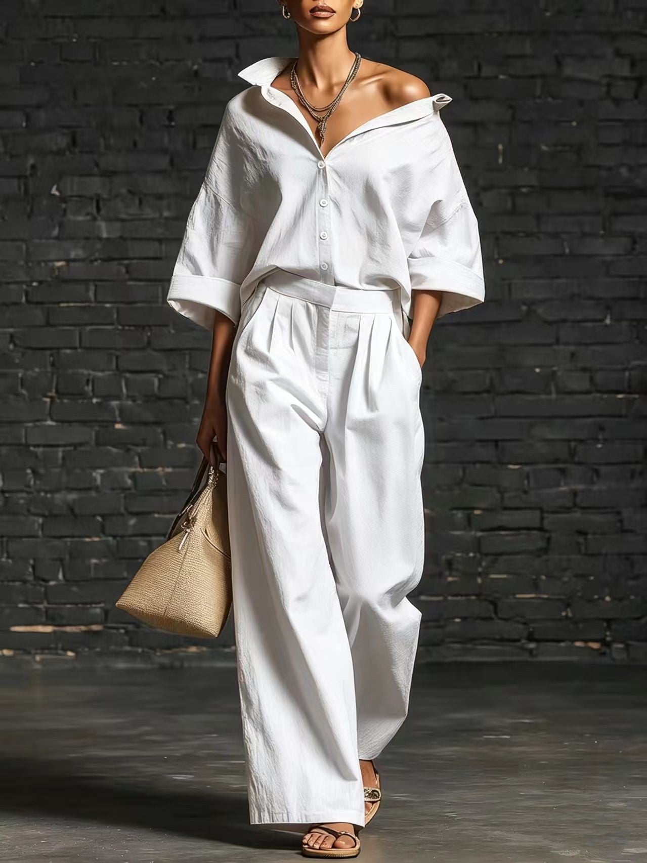 Relaxed Linen Wide-Leg Set