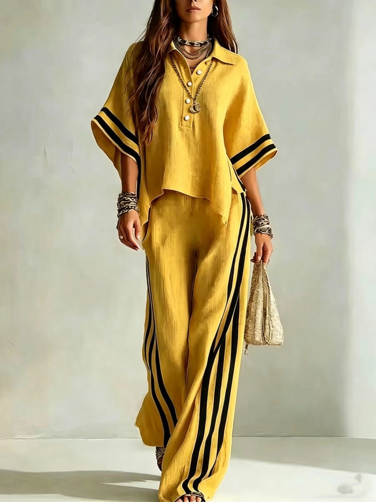Chic Contrast Stripe Lounge Set