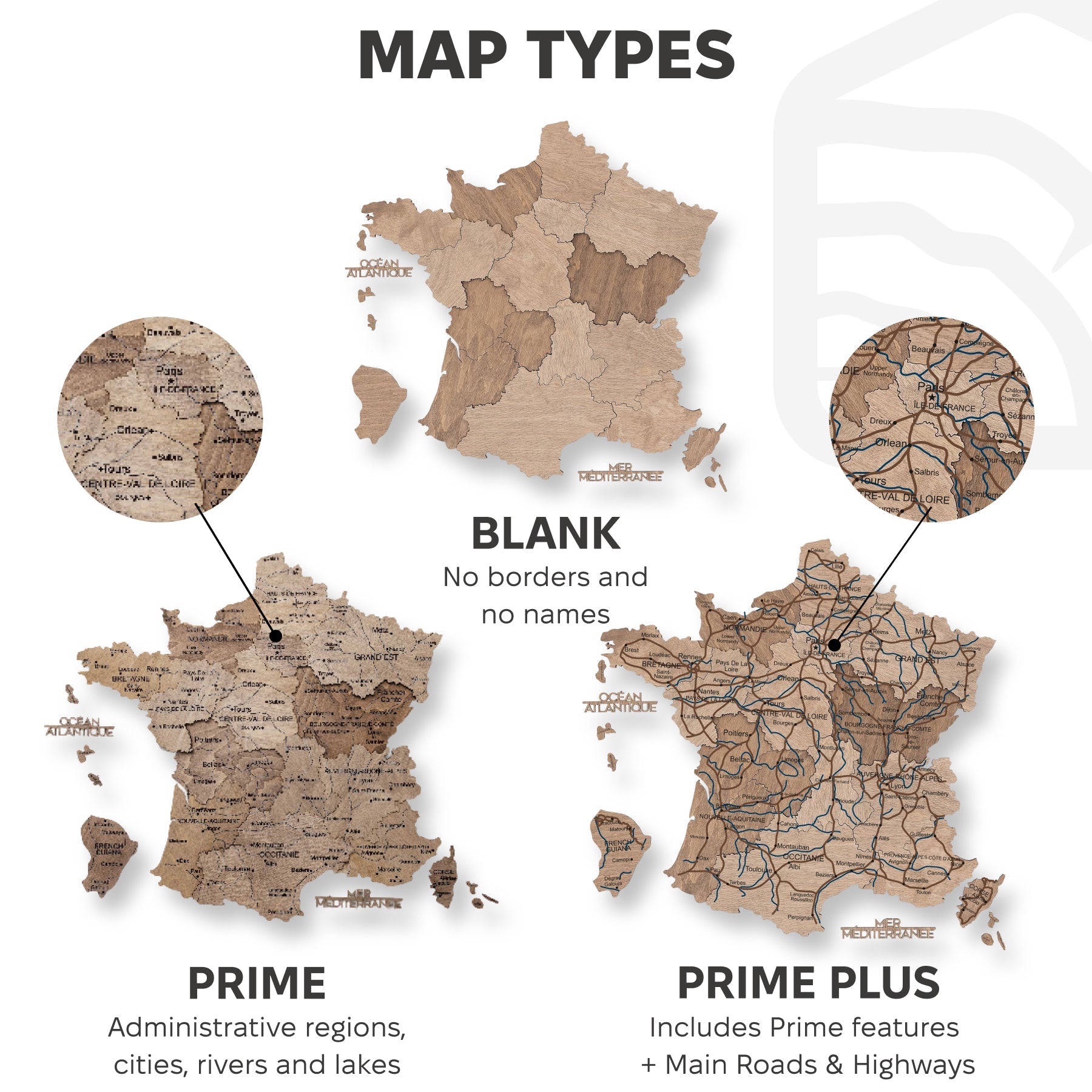 Wooden Map of France - Terra
