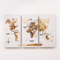 3D Wooden World Map Triptych Frameless - Multicolor