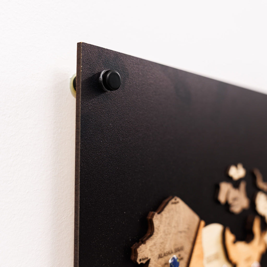 3D Wooden World Map Triptych Frameless - Multicolor