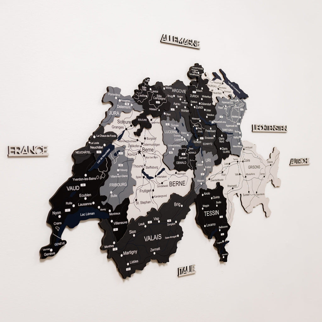 3D Wooden Map of Switzerland - Nordik
